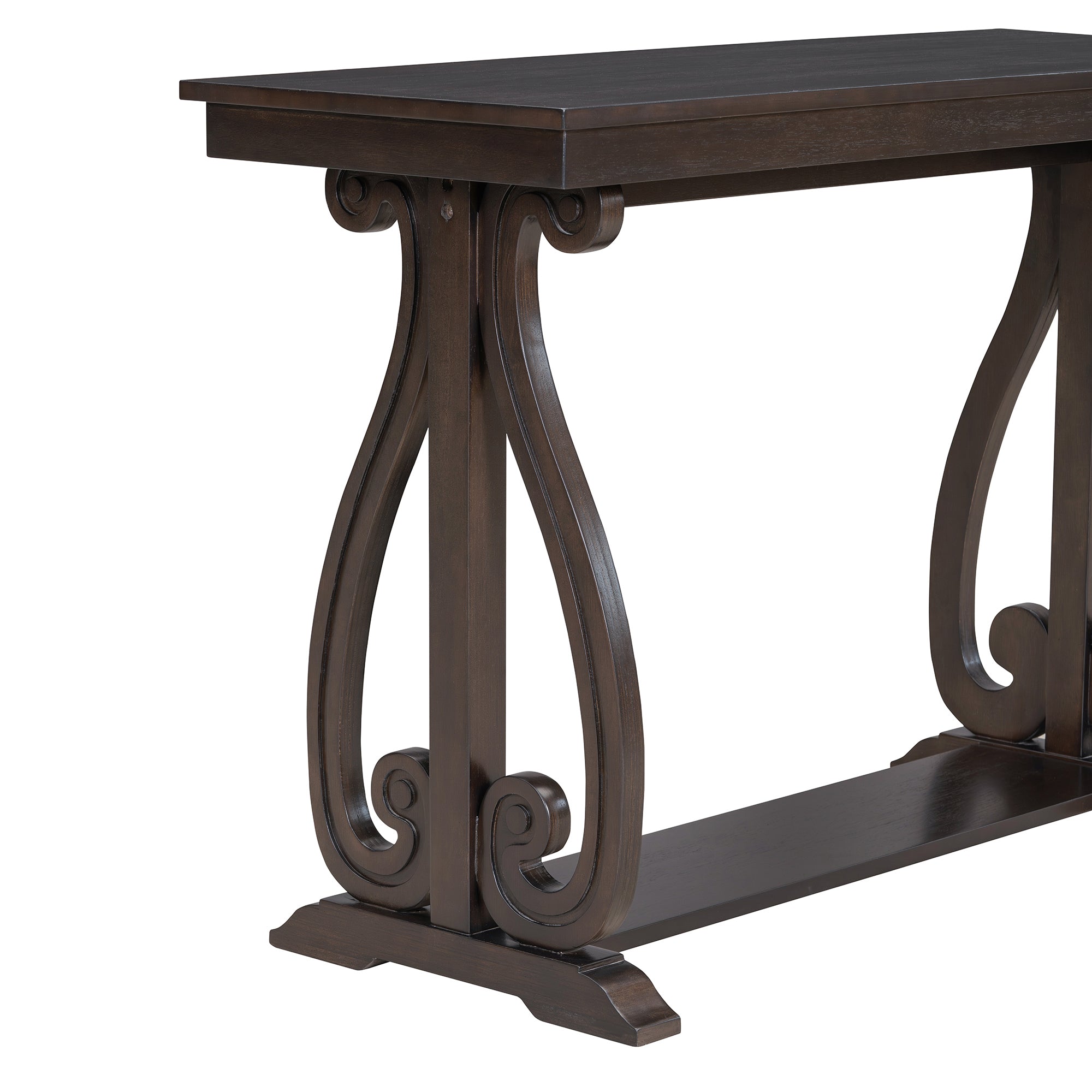 48-Inch Rustic Vintage Console Table --- Farmhouse Style Entryway Table with Open Shelf and Sturdy Construction (Espresso)