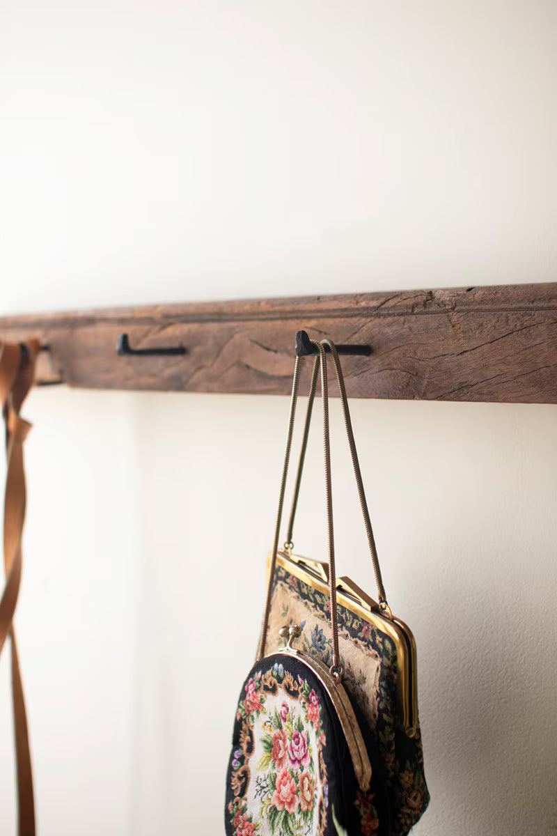 Coat Rack with Forged Iron Hooks