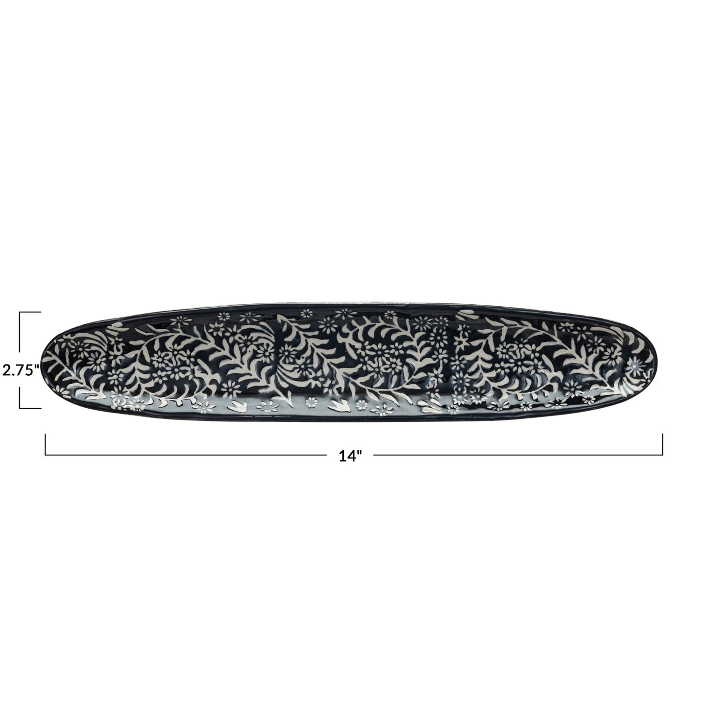 Long Oval Platter w/ Wax Relief Botanicals