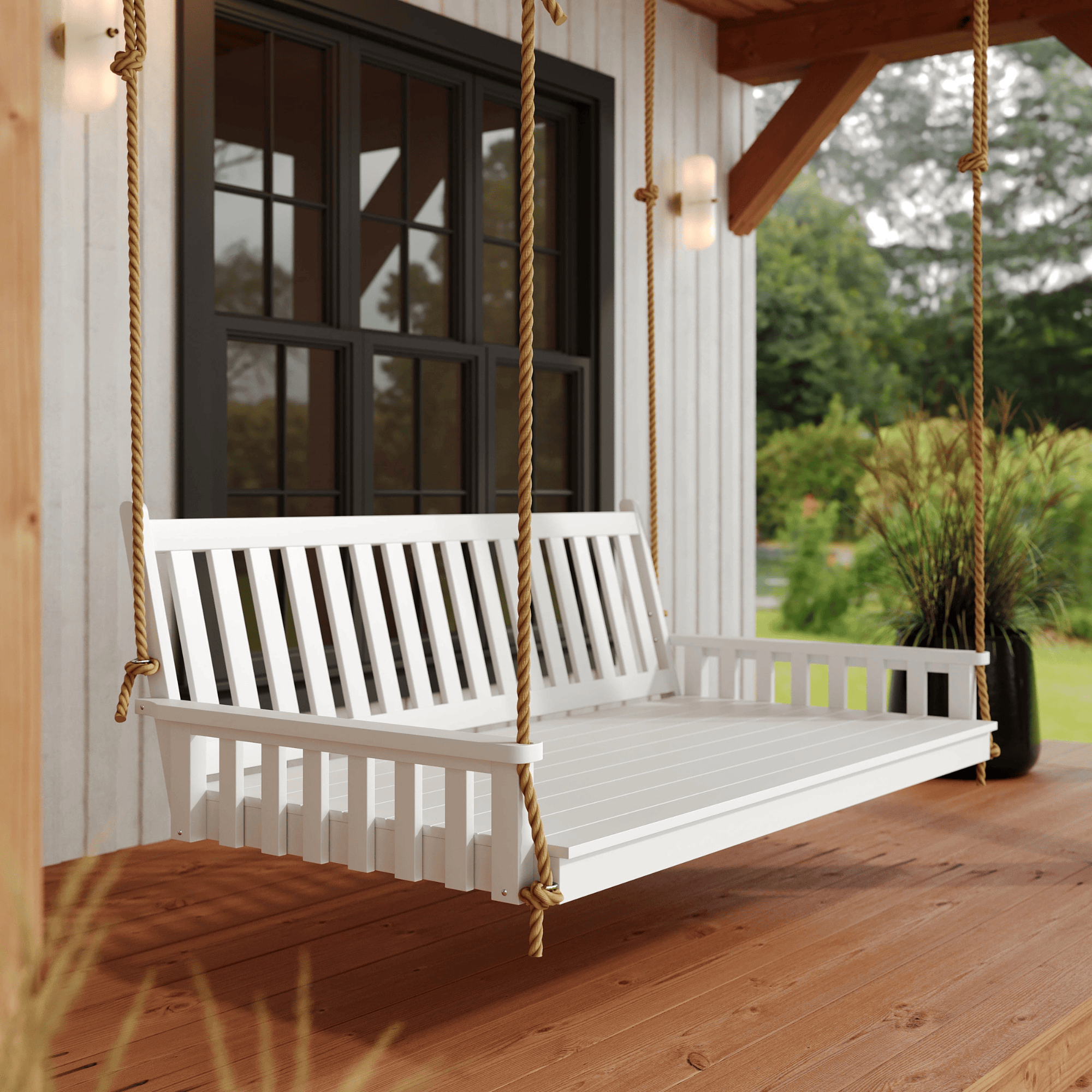 Keystone Amish Co. 4 Foot Franklin Recycled Plastic Swing Bed, Bright White