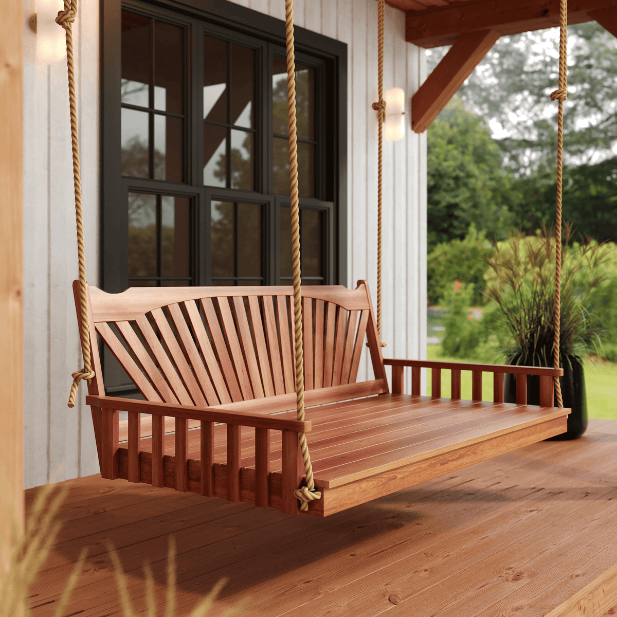Keystone Amish Co. 5 Foot Sunburst Red Cedar Swing Bed, Natural Stain