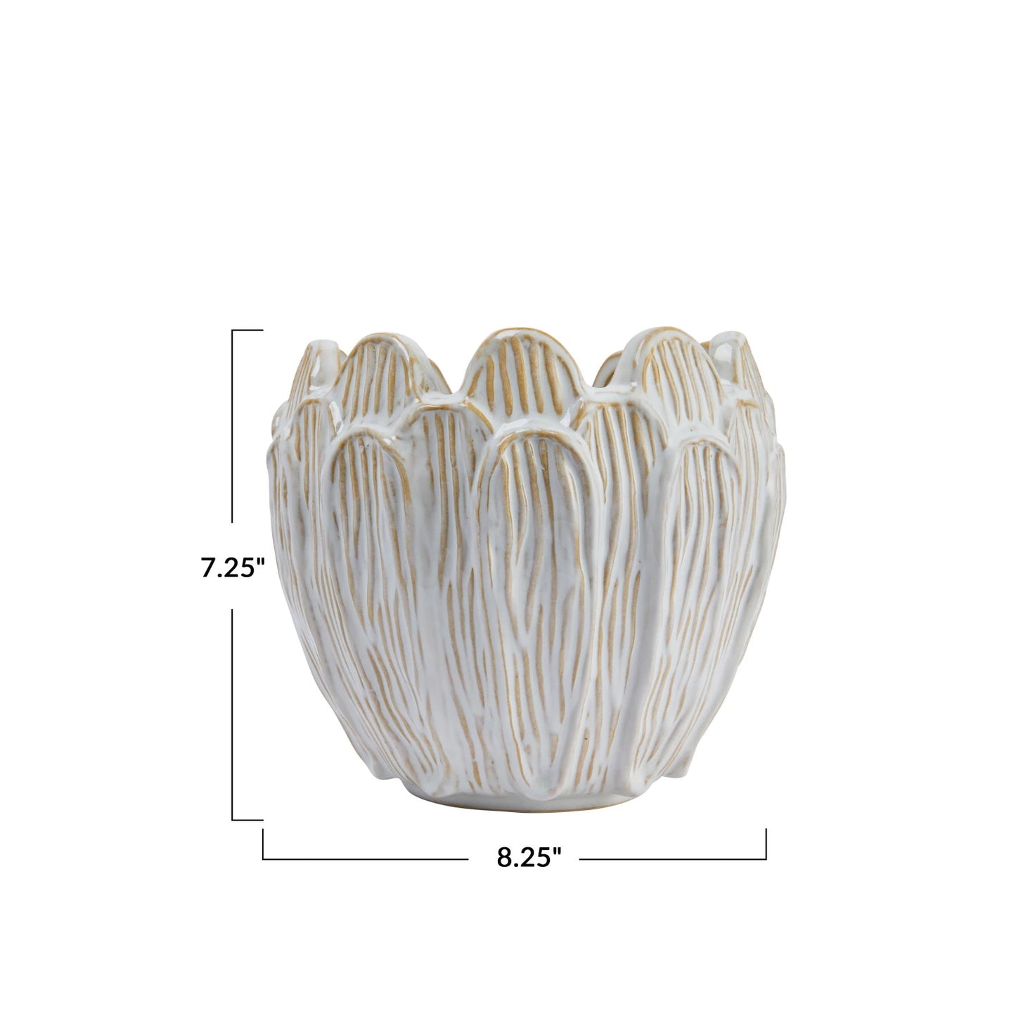 Debossed Stoneware Flower Shaped Planter