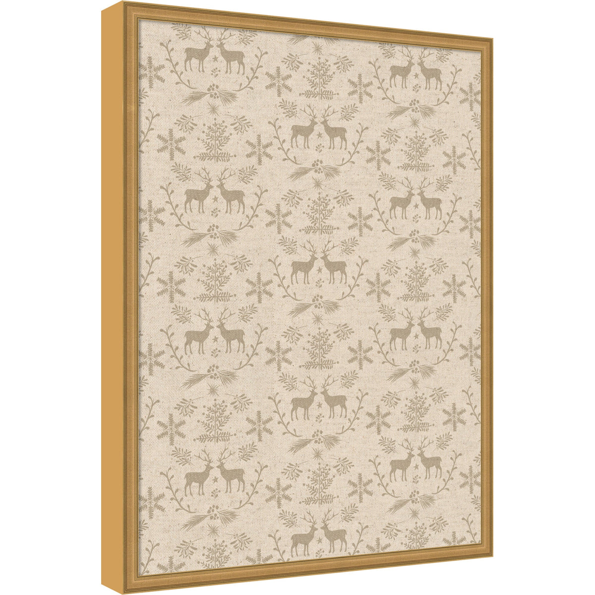 Framed Fabric Pinboard Reindeer Linen Printed Bulletin Board