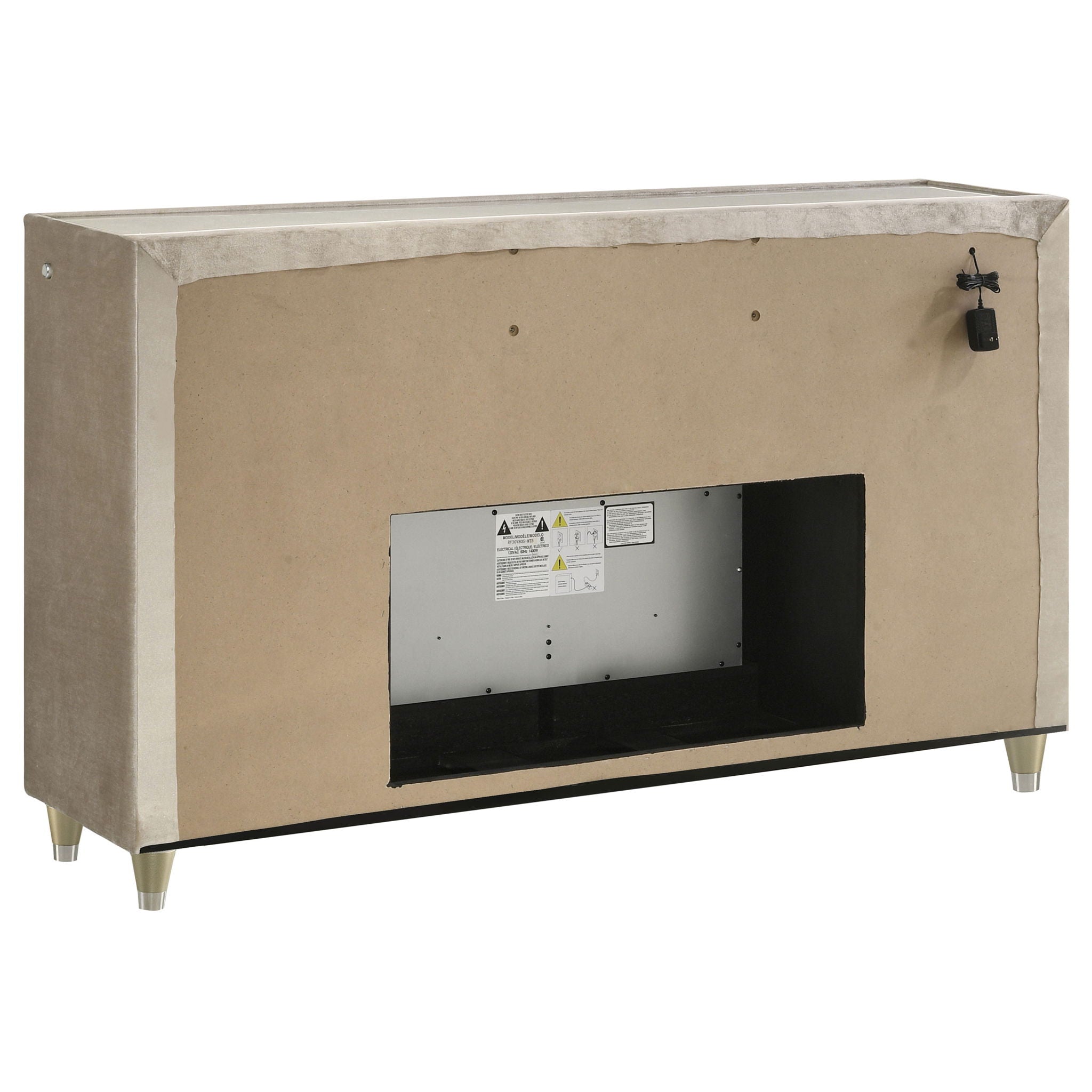Lorient 8-drawer LED Bedroom Flame Box Dresser Ivory Camel