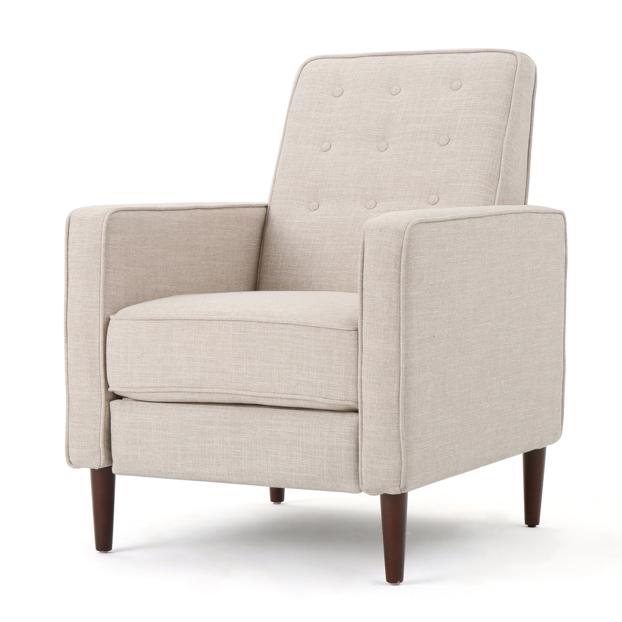 Mid-Century Modern Recliner With Button Tufted Waffle Stitch