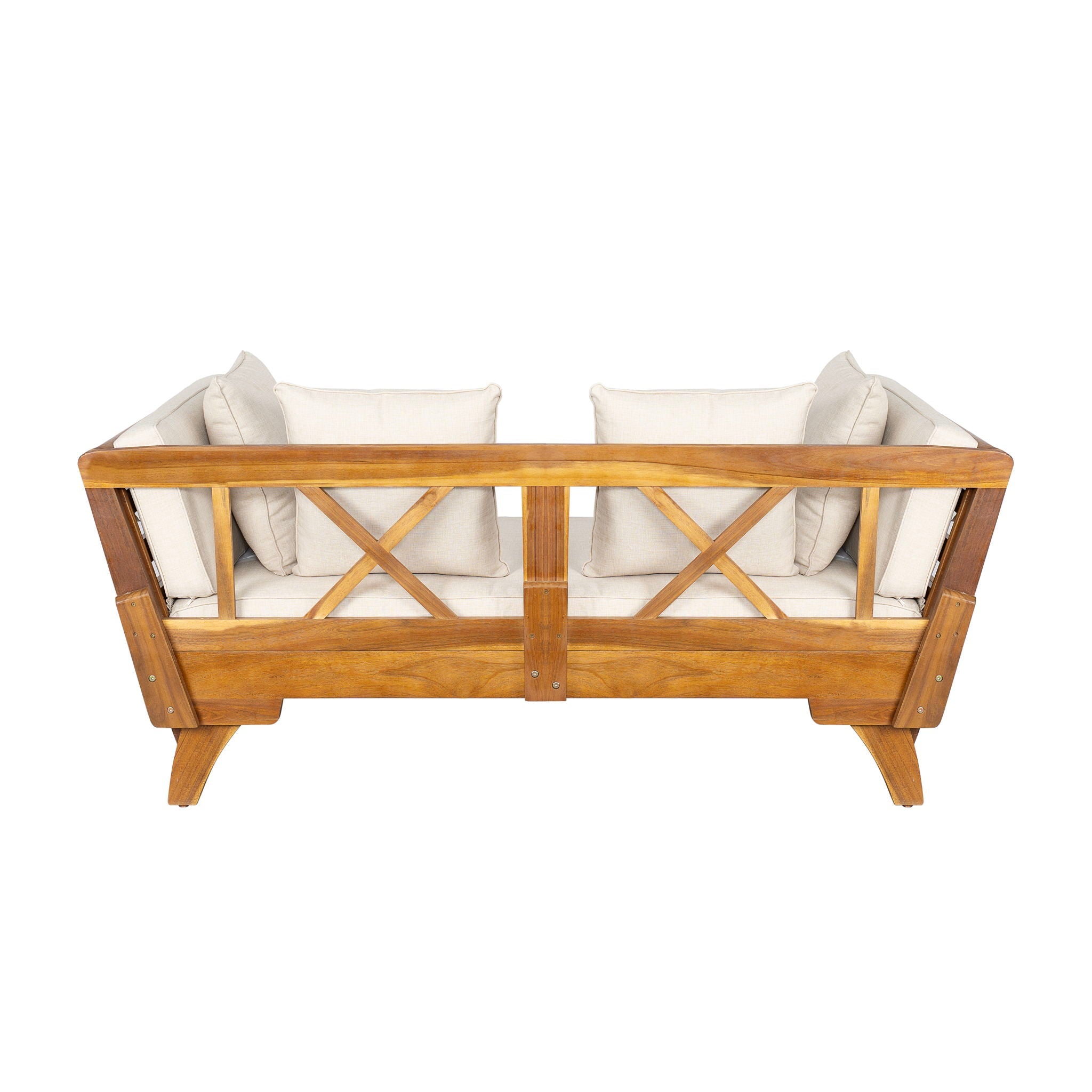 Outdoor Patio Daybed Sofa, 3 Seat Sofa With Foldable Arm 4 Back Pillows