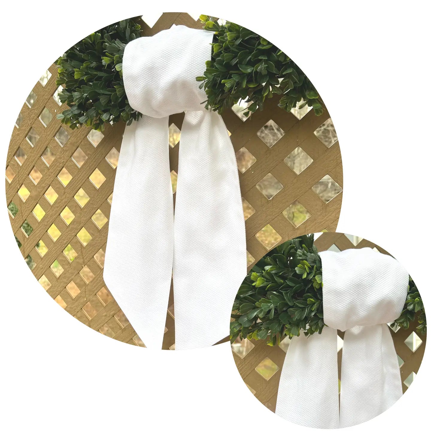 Ivory Cotton Wreath Sash with Trim -
