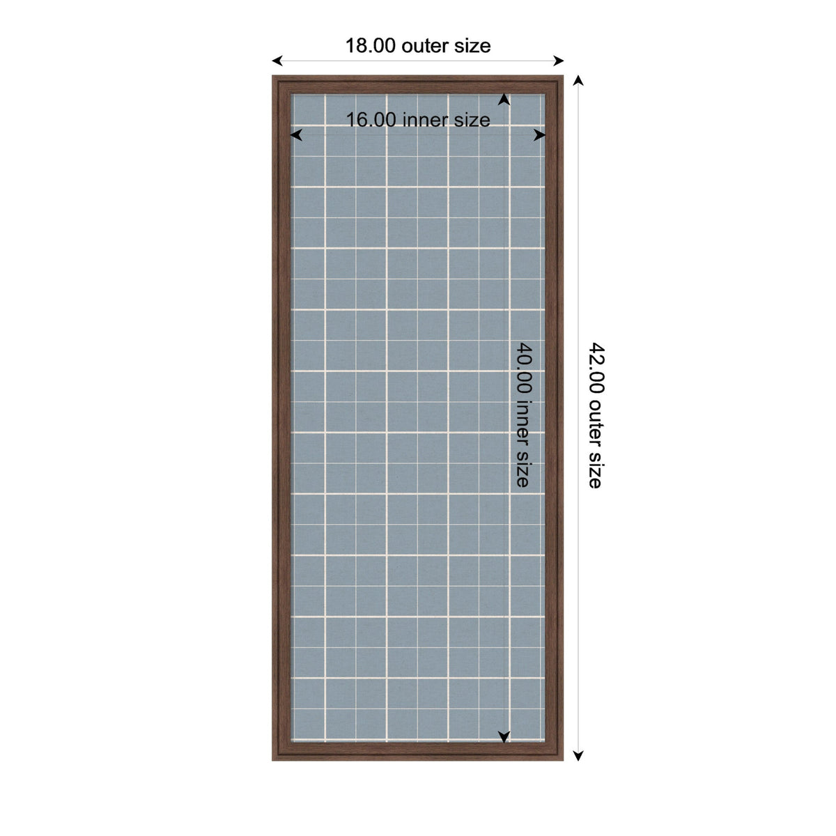 Framed Fabric Pinboard Light Blue Plaid Wall Organization