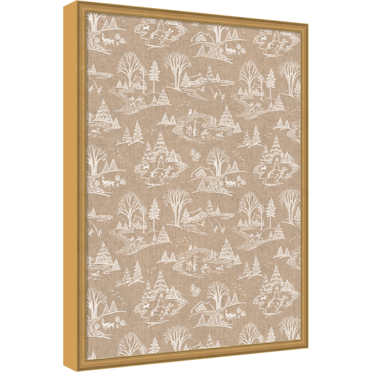 Kate and Laurel Framed Fabric Pinboard Wonderland White Toile