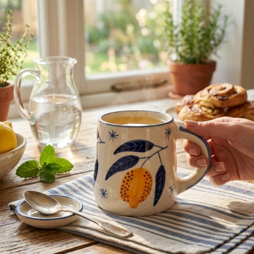 Lemon Coffee Mug- Yellow , 3.5 X 3 Inches (set of 2)