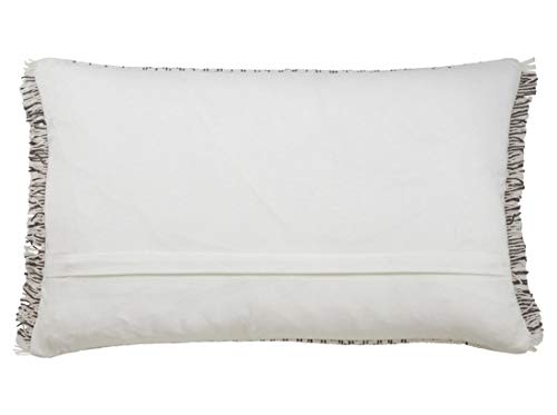 Modern Kantha Stitch Design 100% Cotton Decorative Throw Pillow Cover 14 x 23 Inch - Grey Cushion for Couch, Living Room and Bedroom Décor