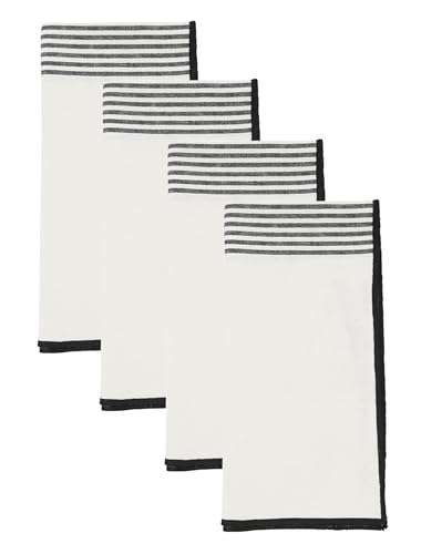 Fennco Styles Candy Striped Table Runner 16" W x 72" L - Black & White Woven Table Cover for Home Décor, Dining Table, Banquets, Family Gatherings and Special Events