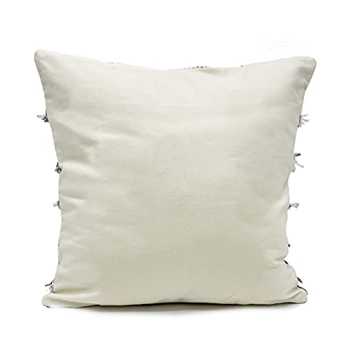 Fennco Styles Two Tone Fringe Cotton Decorative Throw Pillow Cover & Inset 18" W x 18" L - Multicolored Cushion for Home, Couch, Bedroom, Living Room and Office Décor