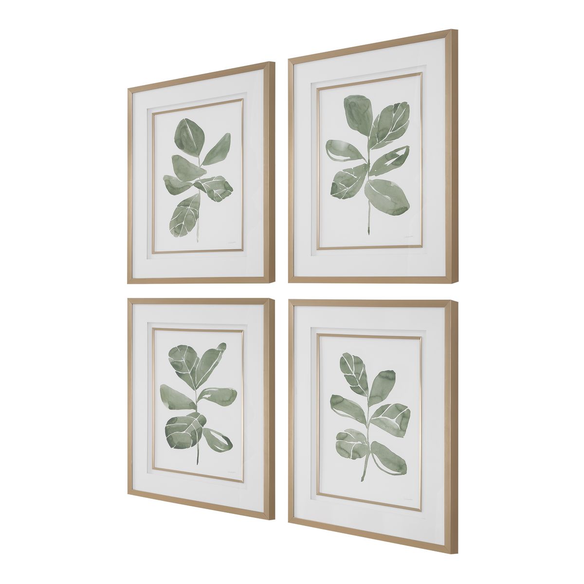 Fiddle Head Leaf Framed Prints - Set of 4