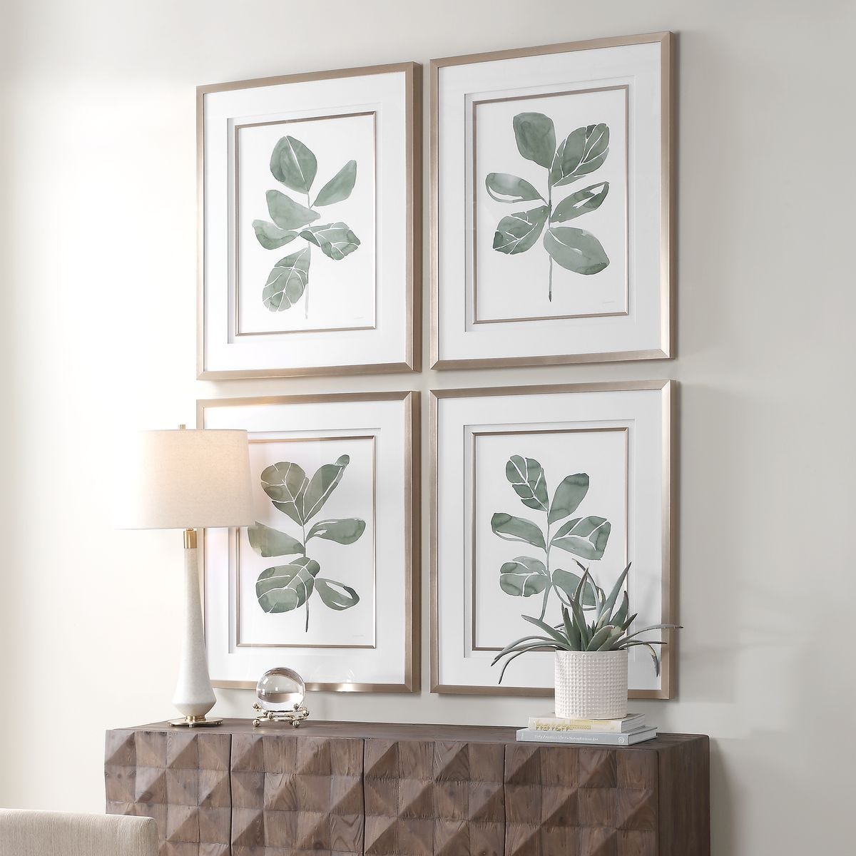 Fiddle Head Leaf Framed Prints - Set of 4
