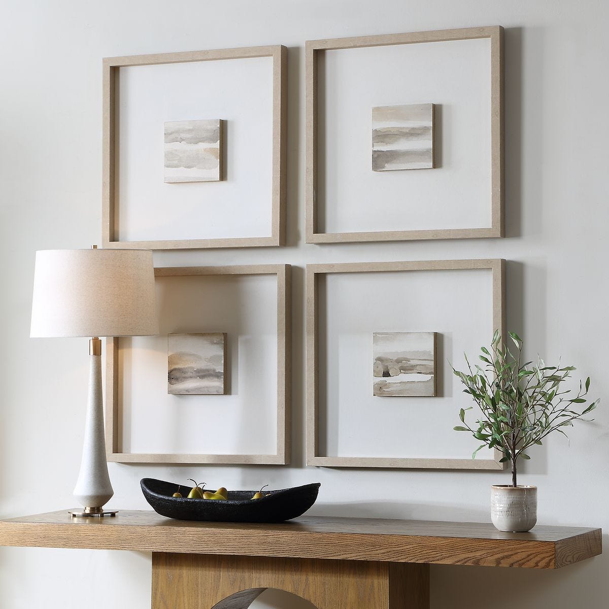 Studying Sepia Hand Painted Canvases - Set of 4