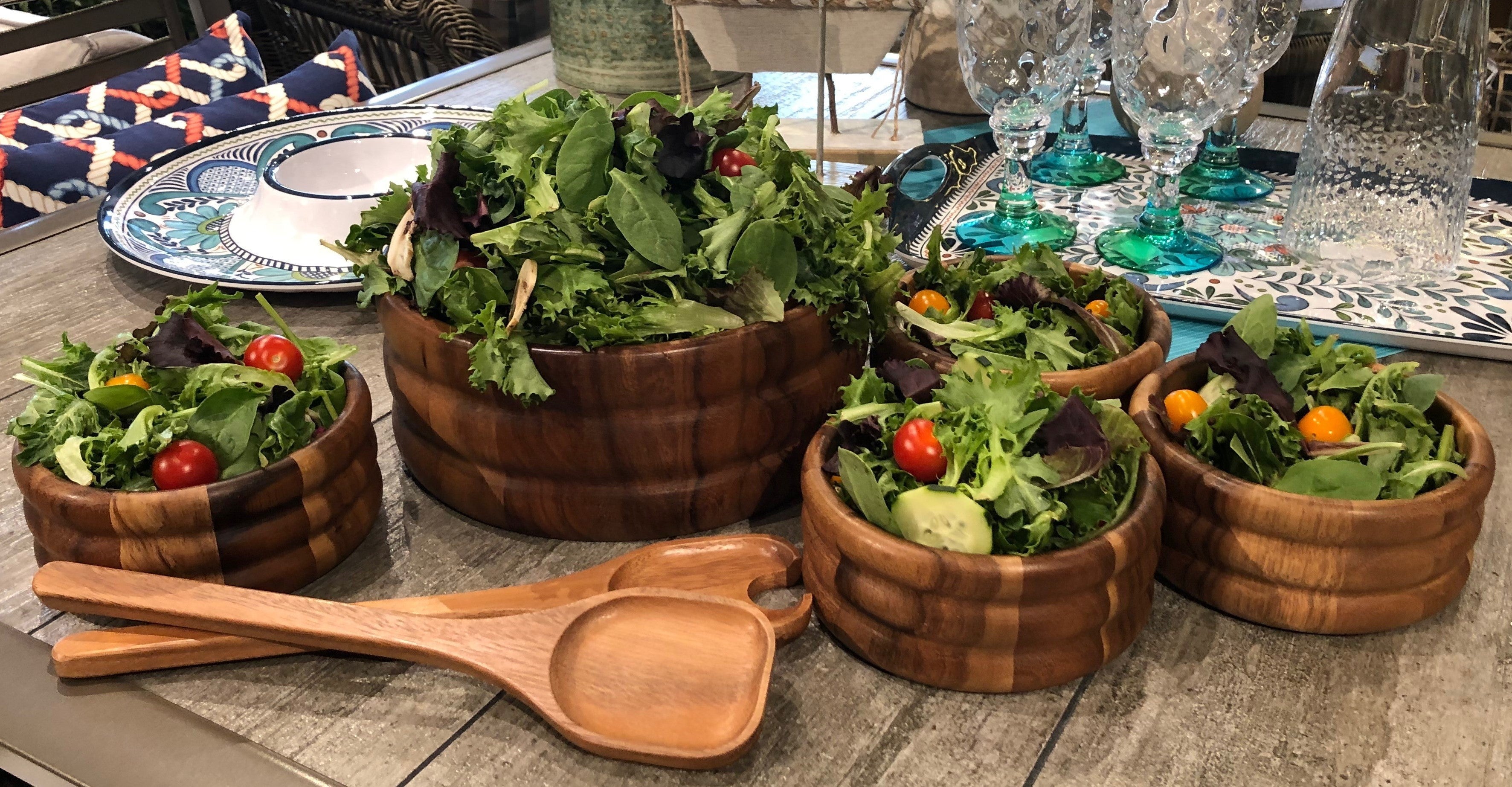 Large Salad Bowl with Servers and 4 Individuals - 330B7