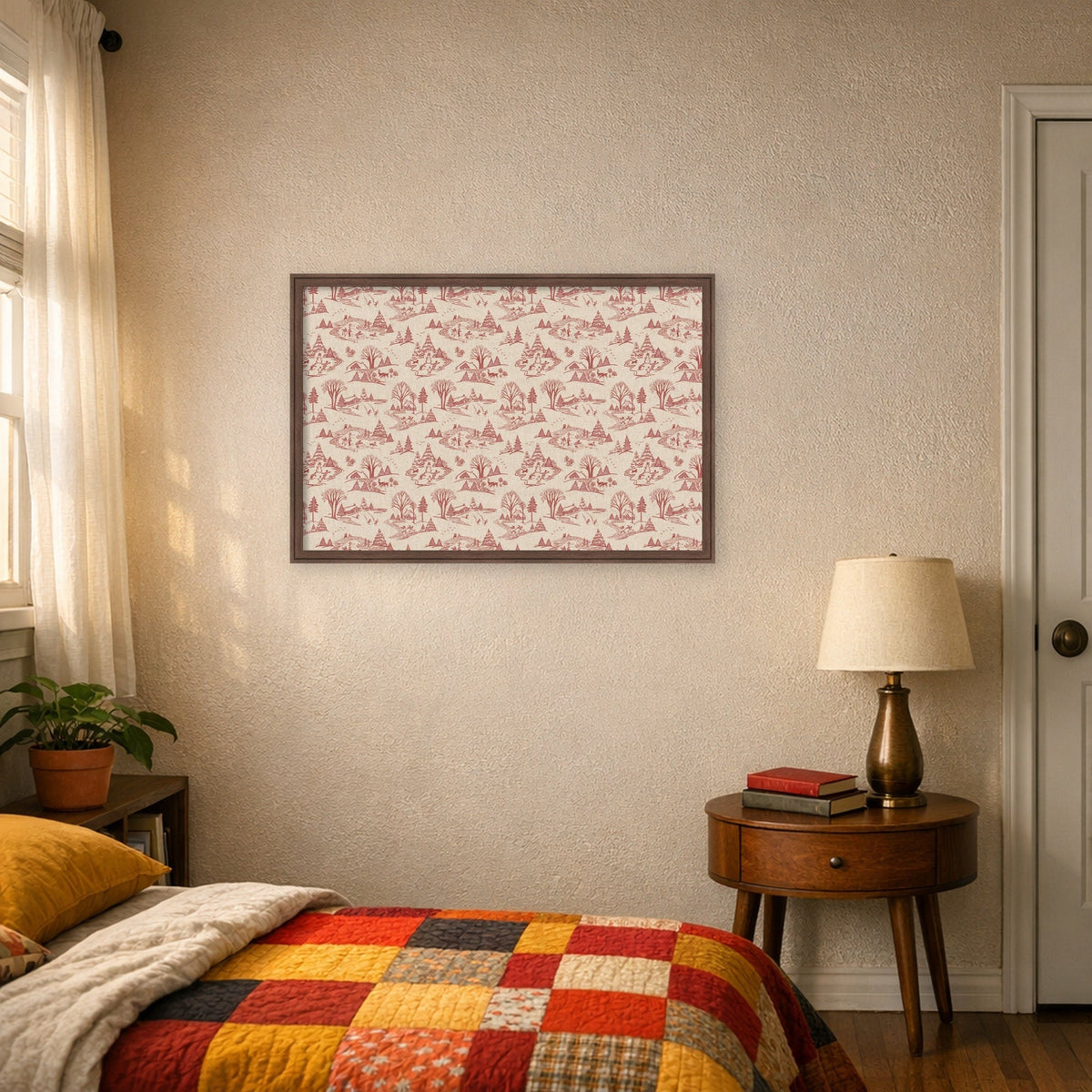 Framed Fabric Magnetic Board Wonderland Red Toile Wall Organization