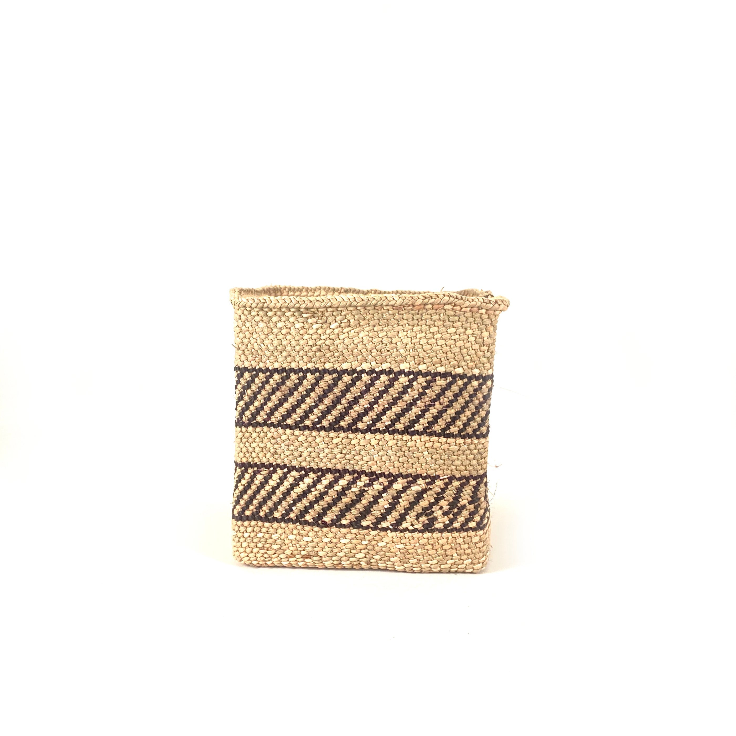 Square Natural w/ Black Stripe Iringa Basket