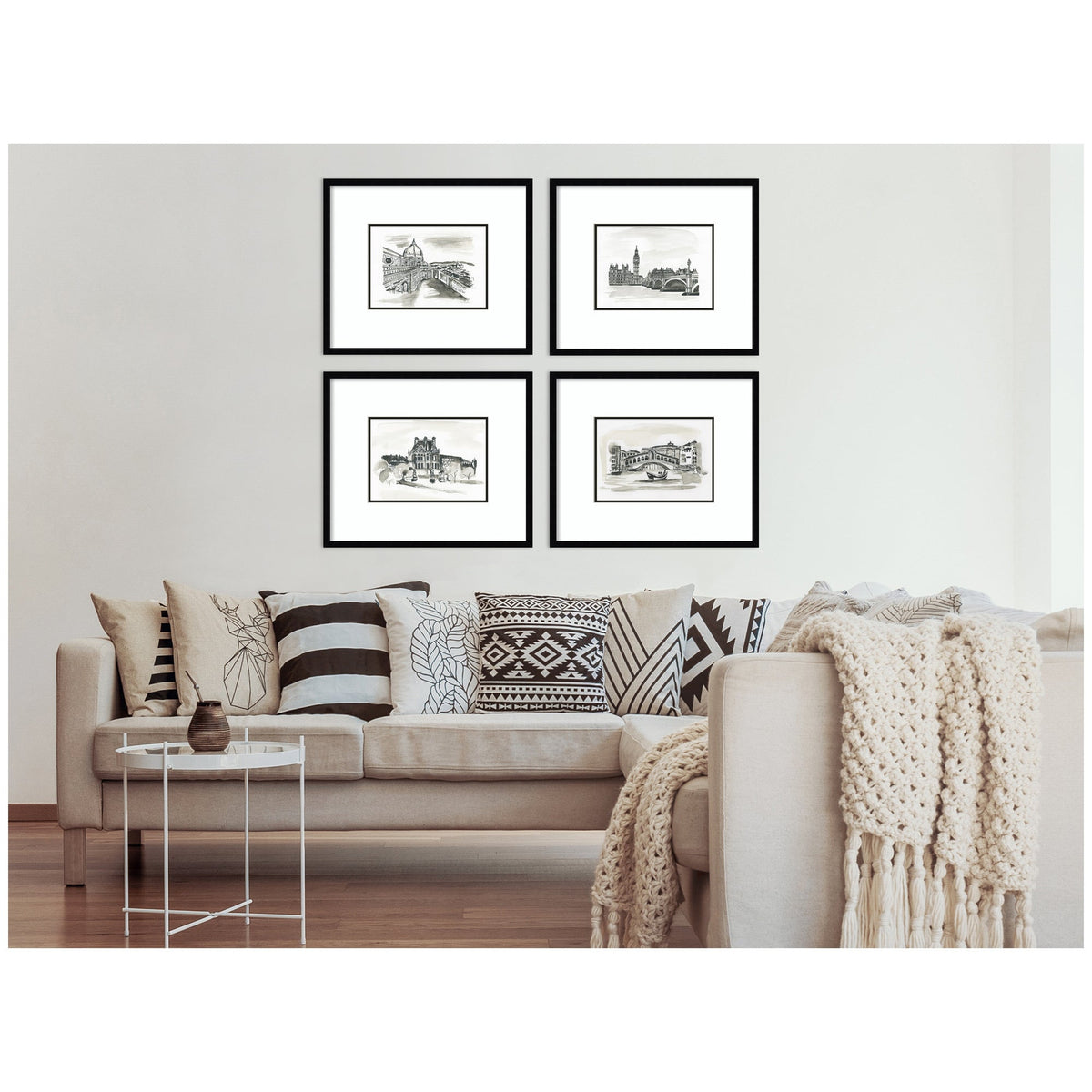 Vintage Europe 4 Piece Framed Wall Art Print Set by Teju Reval