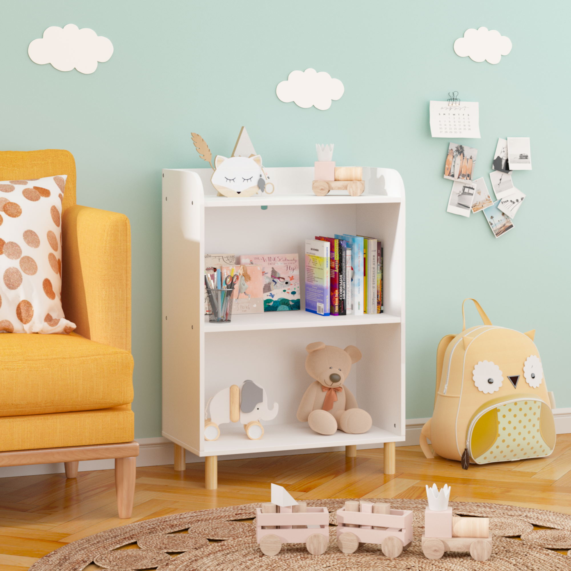 Kids 3-Tier Bookcase Children's Book Display Bookshelf Toy Storage Cabinet Organizer for Children's Room