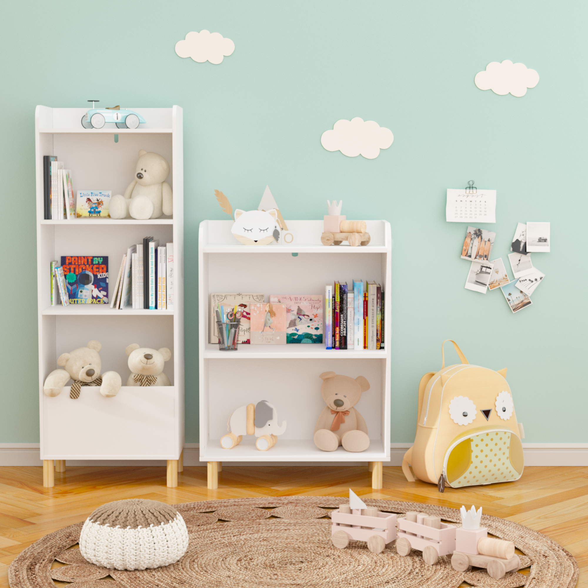 Kids 3-Tier Bookcase Children's Book Display Bookshelf Toy Storage Cabinet Organizer for Children's Room
