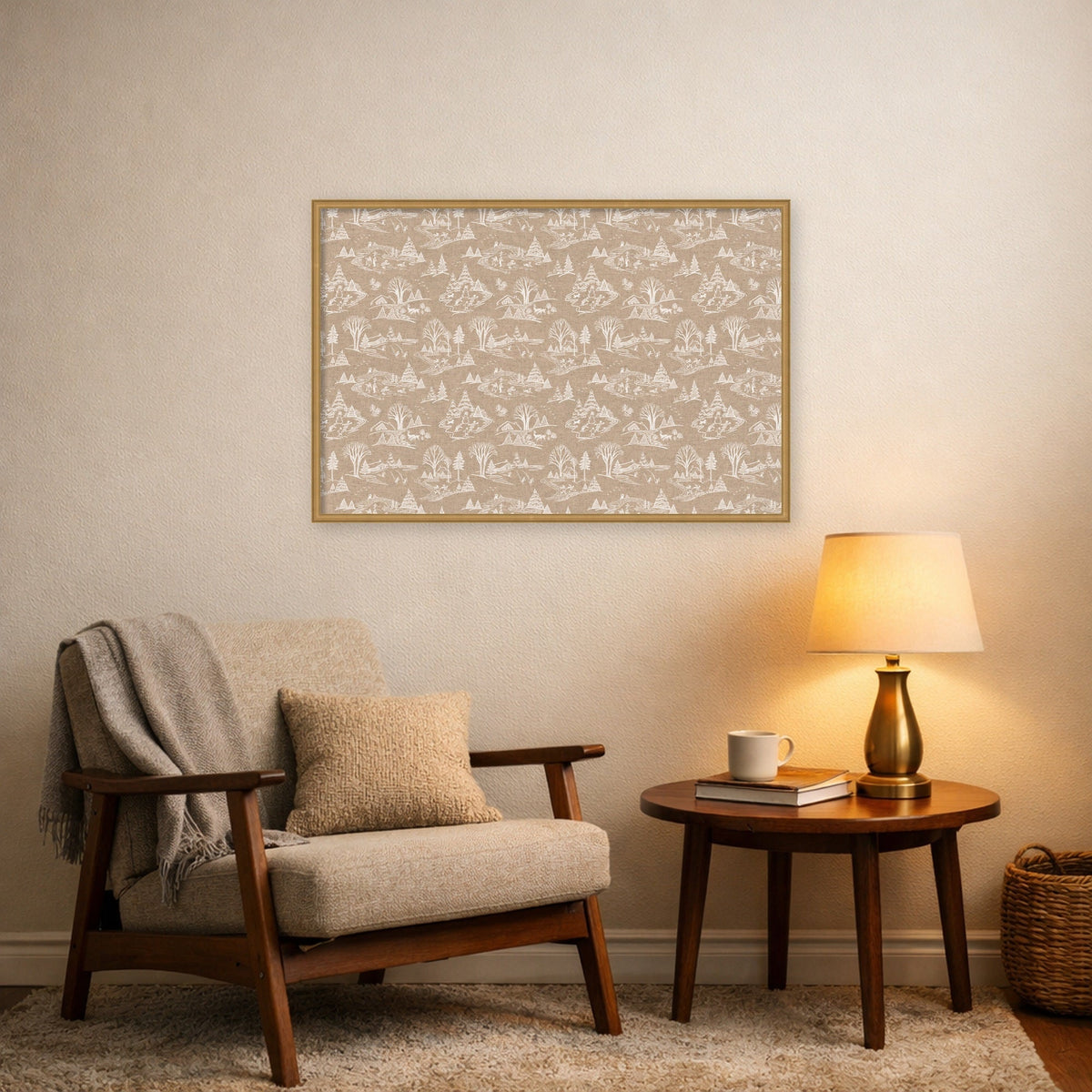 Framed Fabric Magnetic Board Wonderland White Toile Wall Organization