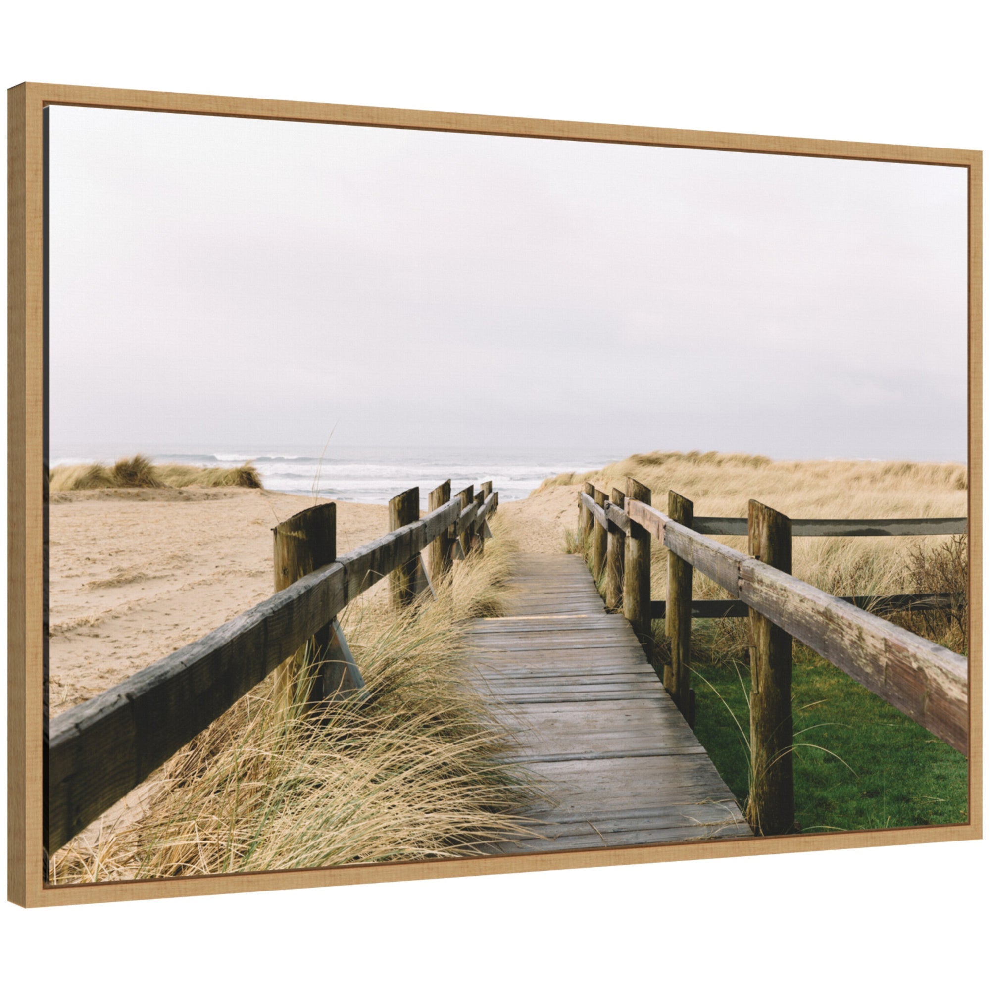 Sylvie Coastal Beach Boardwalk Ocean Landscape Framed Canvas by Patricia Hasz