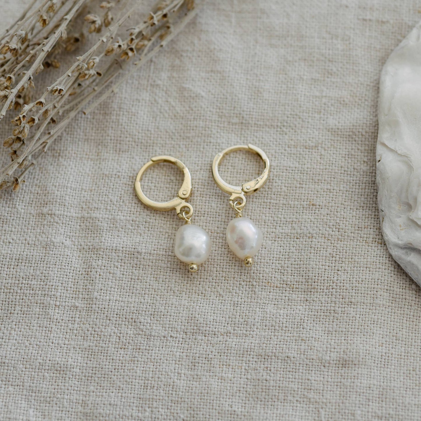 Bitsy Hoops-White Pearl