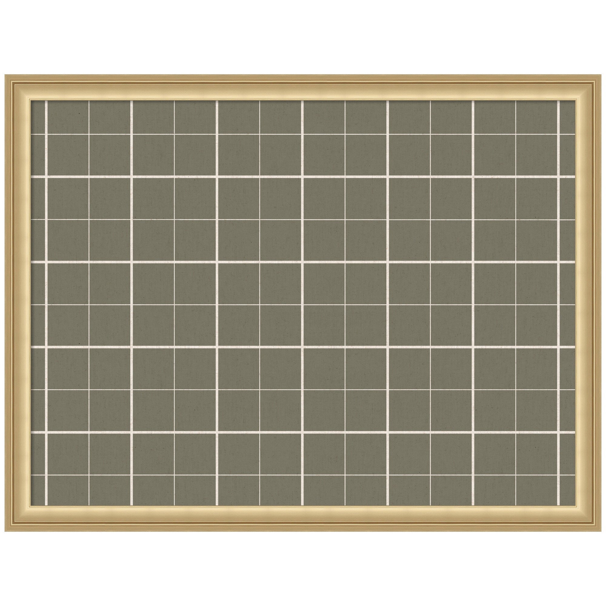 Framed Fabric Pinboard Sage Green Plaid Wall Organization