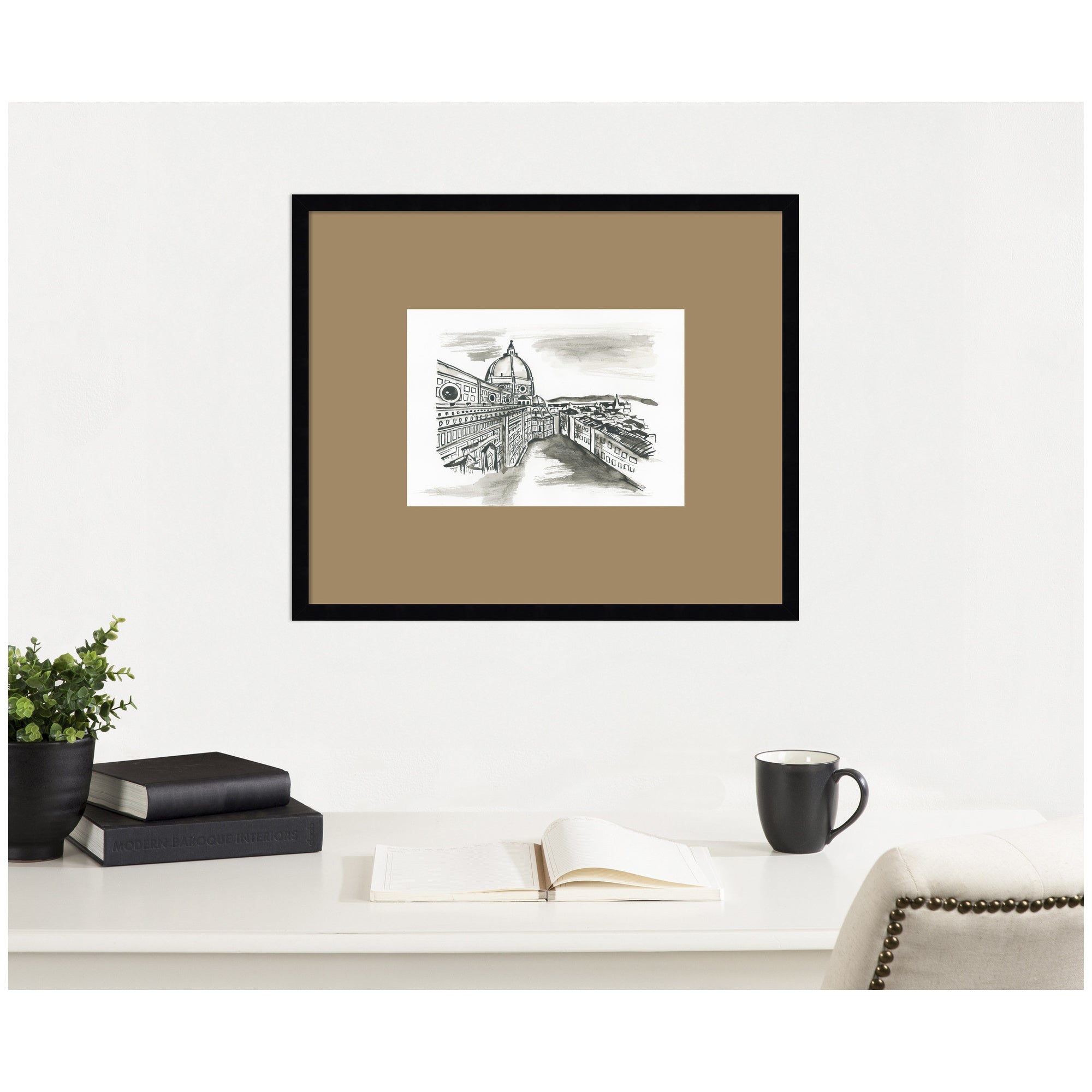 Postcard Florence by Teju Reval Framed Wall Art Print Matted