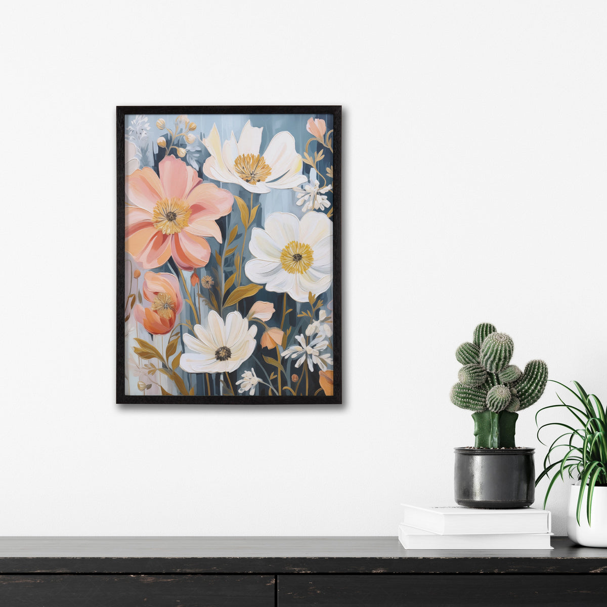Gallery Boho Flowers in Muted Neutrals Print by The Creative Bunch Studio