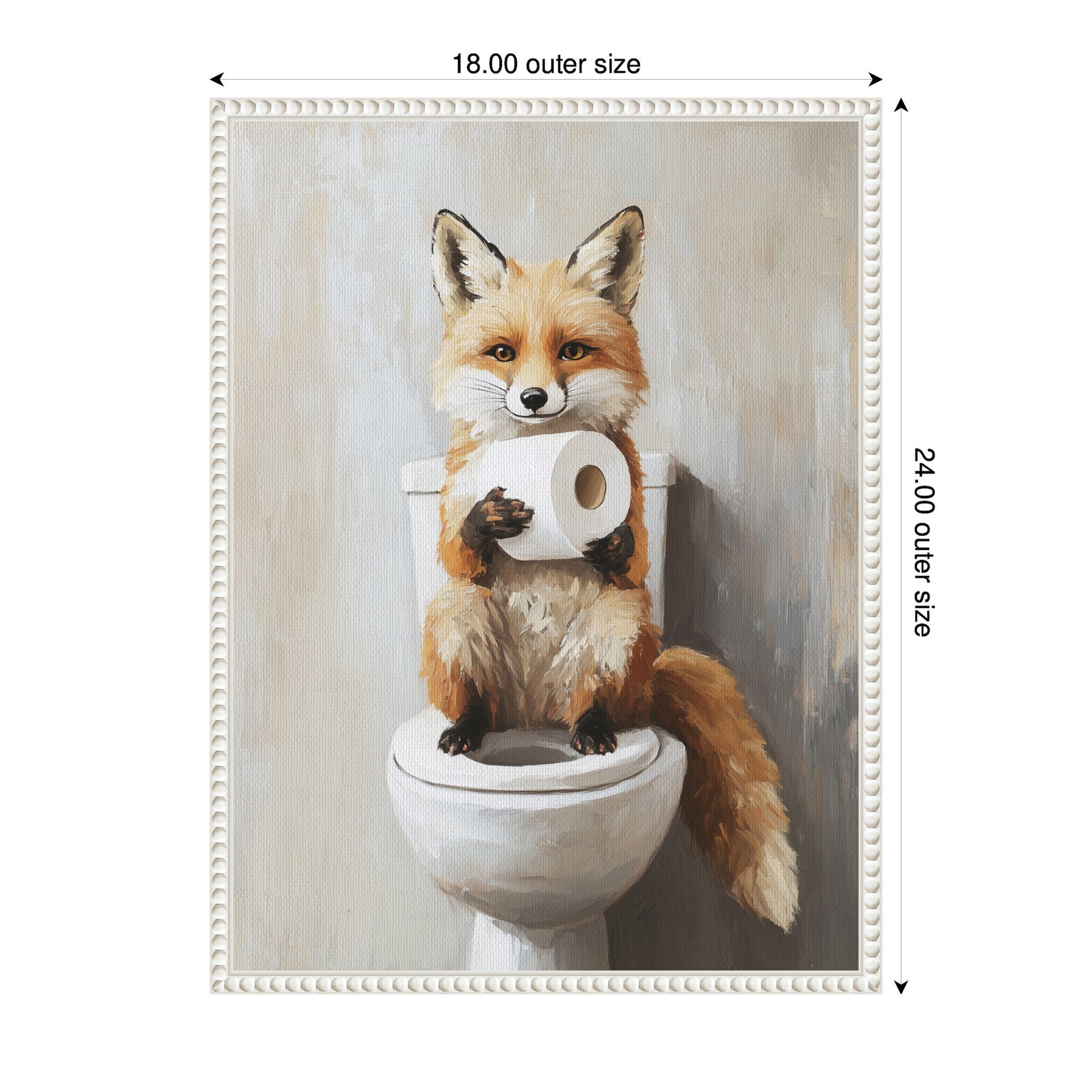 Sylvie Cute Fox Toilet Paper Roll Toilet Bathroom Art Framed Canvas by The Creative Bunch Studio