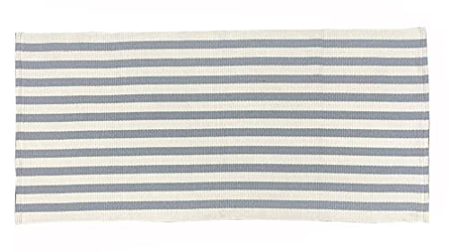 Fennco Styles Woven Classic Striped Area Rug 24" W x 51" L - Navy Blue Cotton Blend Carpet Indoor Outdoor Floor Mat for Living Room, Entryway, Bedroom and Floor Décor