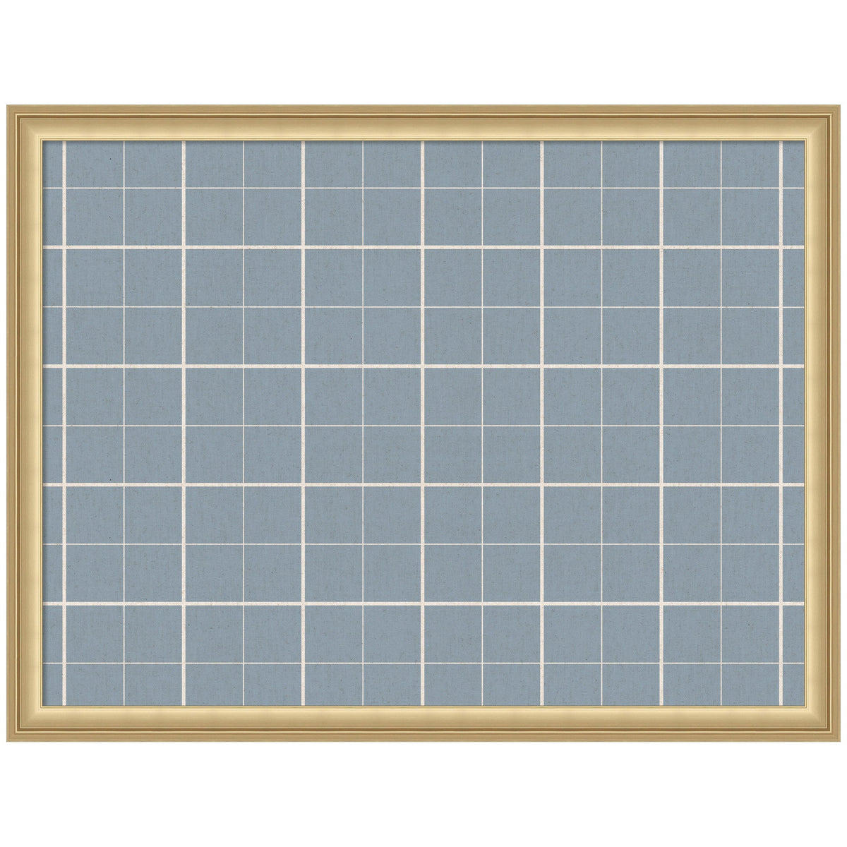 Framed Fabric Pinboard Light Blue Plaid Wall Organization