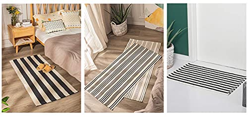 Fennco Styles Woven Classic Striped Area Rug 24" W x 51" L - Navy Blue Cotton Blend Carpet Indoor Outdoor Floor Mat for Living Room, Entryway, Bedroom and Floor Décor
