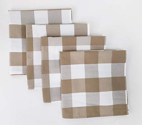 Fennco Styles Buffalo Check Design Cloth Napkins 18" W x 18" L, Set of 4 - Handmade in USA - Plaid Rustic Dinner Napkins for Everyday Use, Banquet, Holiday, Family Gathering and Special Occasion