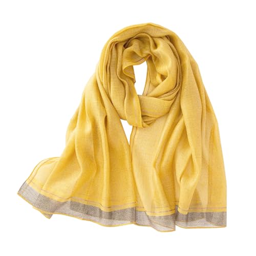 stylesilove Women Shimmering Striped Scarf Silk-like Scarves Ultra Lightweight Soft Shawl Neck Wraps