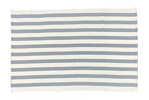 Fennco Styles Woven Classic Striped Area Rug 24" W x 51" L - Navy Blue Cotton Blend Carpet Indoor Outdoor Floor Mat for Living Room, Entryway, Bedroom and Floor Décor