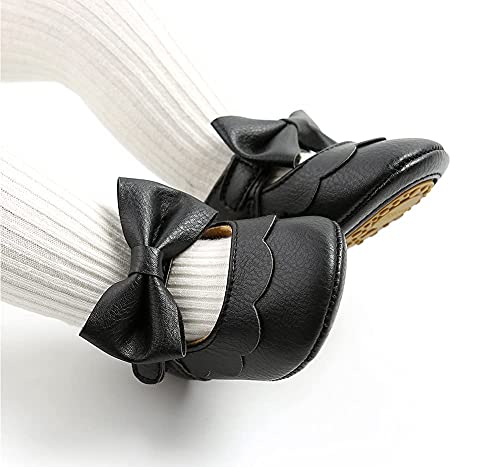 Styles I Love Infant Baby Girls Soft Leather Big Bow Mary Jane Shoes Anti-Slip Rubber Sole Crib Shoes
