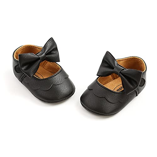 Styles I Love Infant Baby Girls Soft Leather Big Bow Mary Jane Shoes Anti-Slip Rubber Sole Crib Shoes
