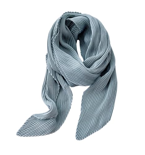 stylesilove Women Crinkle Pleated Square Scarf Solid Color Neckerchief Soft Bandana Small Shawl Neck Wraps for All Season