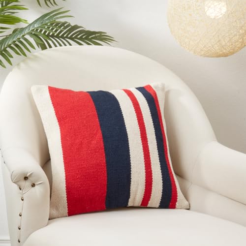 Americana Stripe Cotton Pillow Cover, 18" x 18"