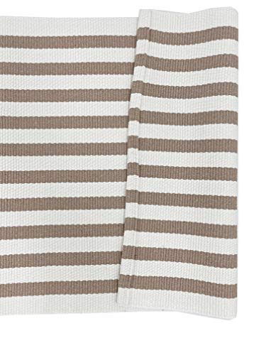 Fennco Styles Woven Classic Striped Area Rug 24" W x 51" L - Navy Blue Cotton Blend Carpet Indoor Outdoor Floor Mat for Living Room, Entryway, Bedroom and Floor Décor
