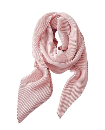 stylesilove Women Crinkle Pleated Square Scarf Solid Color Neckerchief Soft Bandana Small Shawl Neck Wraps for All Season