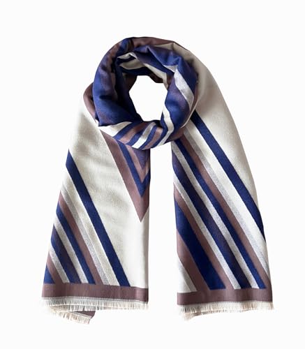 stylesilove Women Vivid Striped Cashmere Like Scarf Warm Ultra Soft Scarves Shawl Neck Wraps for All Season, 4 Colors