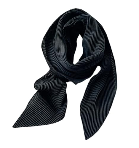 stylesilove Women Crinkle Pleated Square Scarf Solid Color Neckerchief Soft Bandana Small Shawl Neck Wraps for All Season