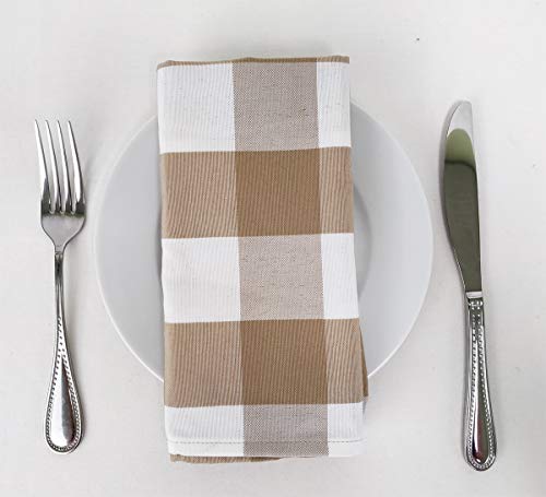 Fennco Styles Buffalo Check Design Cloth Napkins 18" W x 18" L, Set of 4 - Handmade in USA - Plaid Rustic Dinner Napkins for Everyday Use, Banquet, Holiday, Family Gathering and Special Occasion