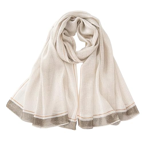 stylesilove Women Shimmering Striped Scarf Silk-like Scarves Ultra Lightweight Soft Shawl Neck Wraps