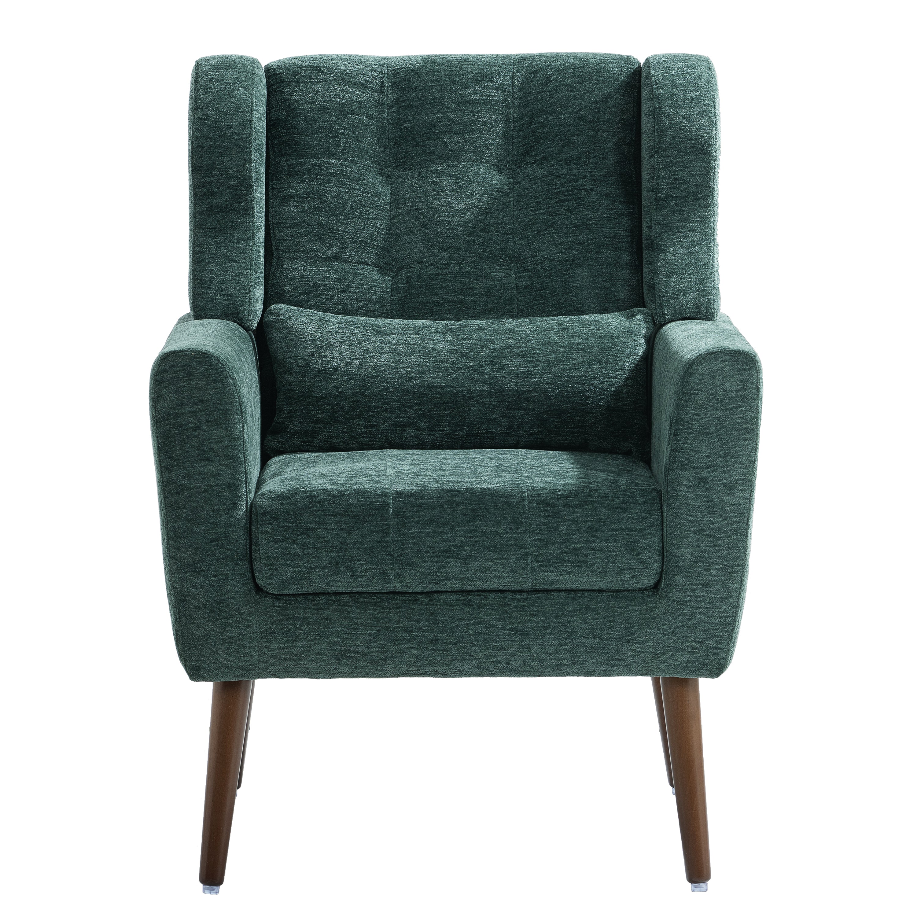 Modern Accent Chair Upholstered Foam Filled Living Room Chairs Comfy Reading Chair Mid Century Modern Chair (Blackish Green)